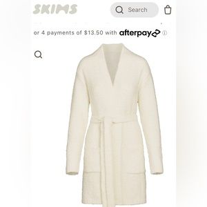 Skims Cozy Knit Short Robe Bone - 2x/3x